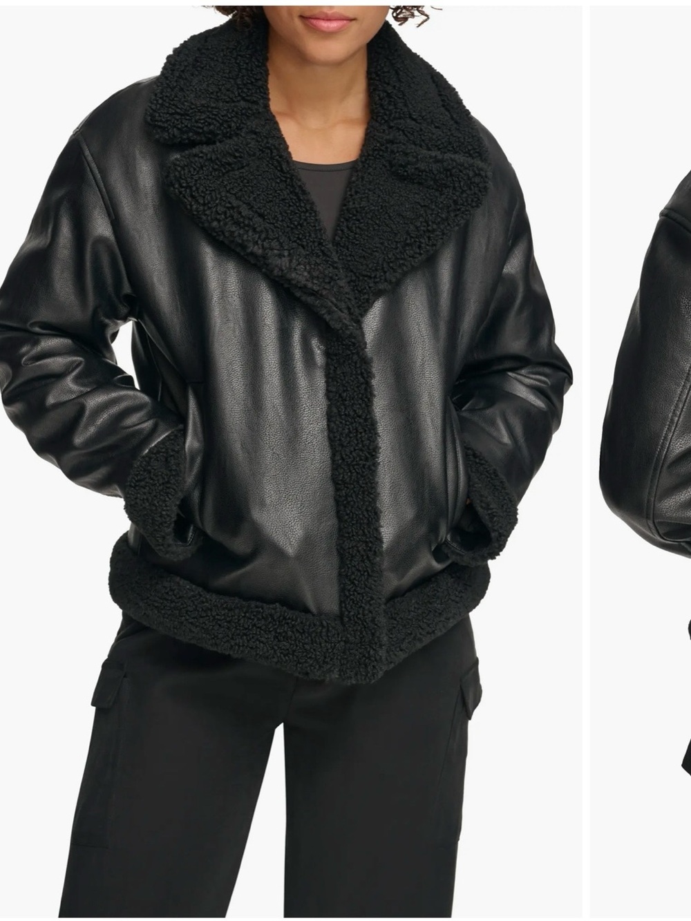 Levi’s Women Black Faux Leather Shearling Jacket